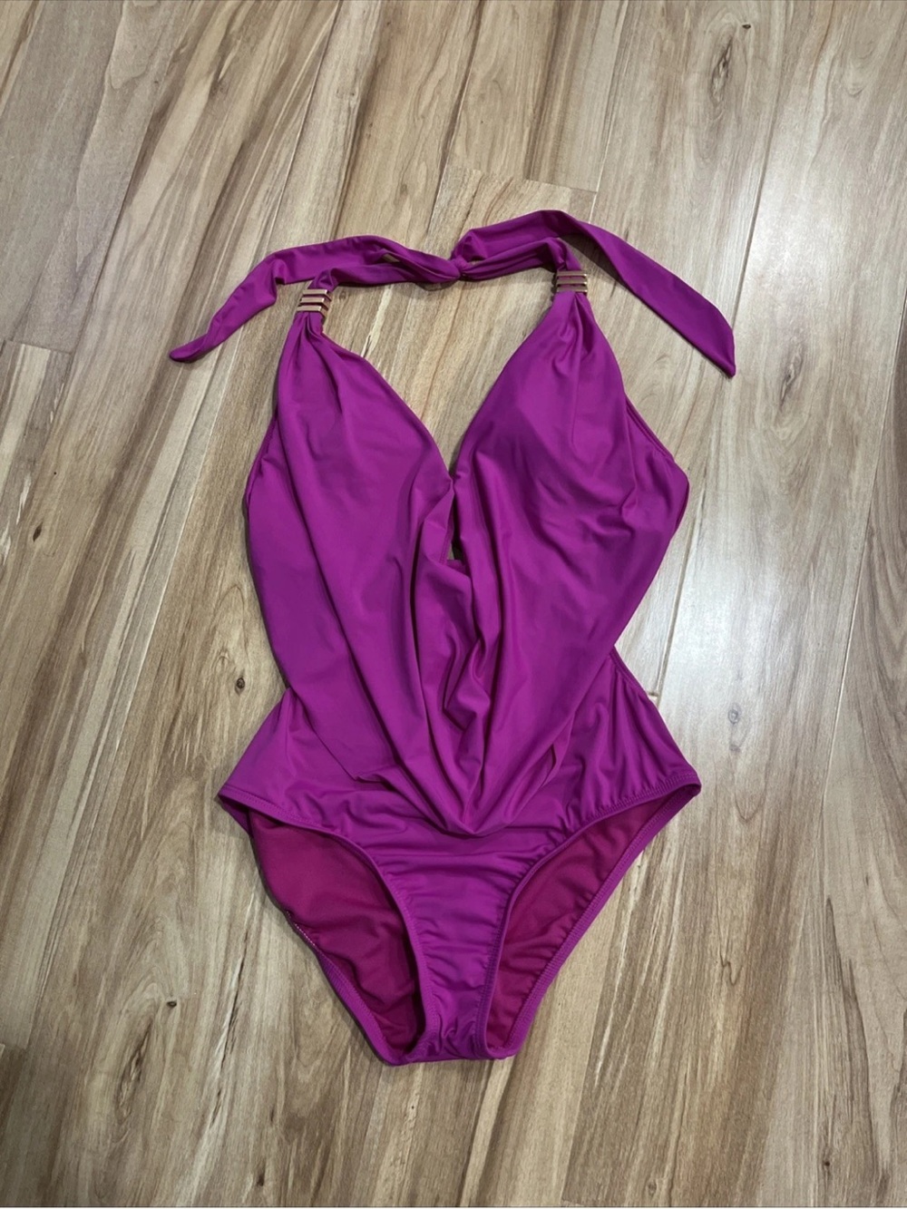 Bar III Magenta Halter One-Piece Monokini Swimsuit